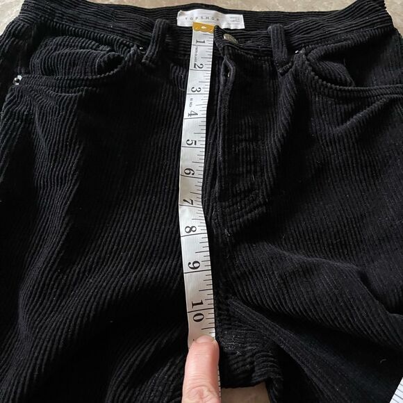 TOPSHOP black corduroy high rise button fly jeans 26 - Picture 7 of 9